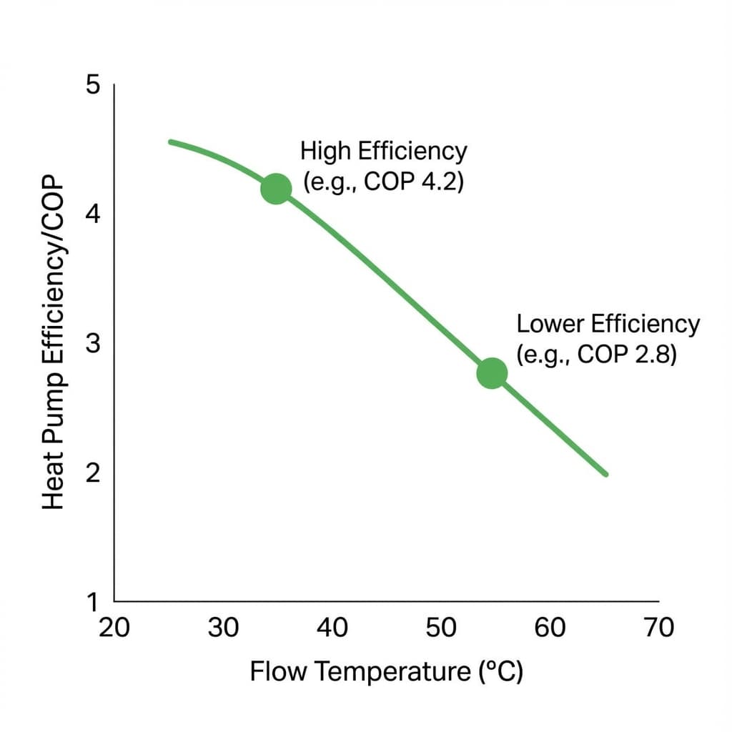 Grafiek: Lagere temperatuur is hoger rendement