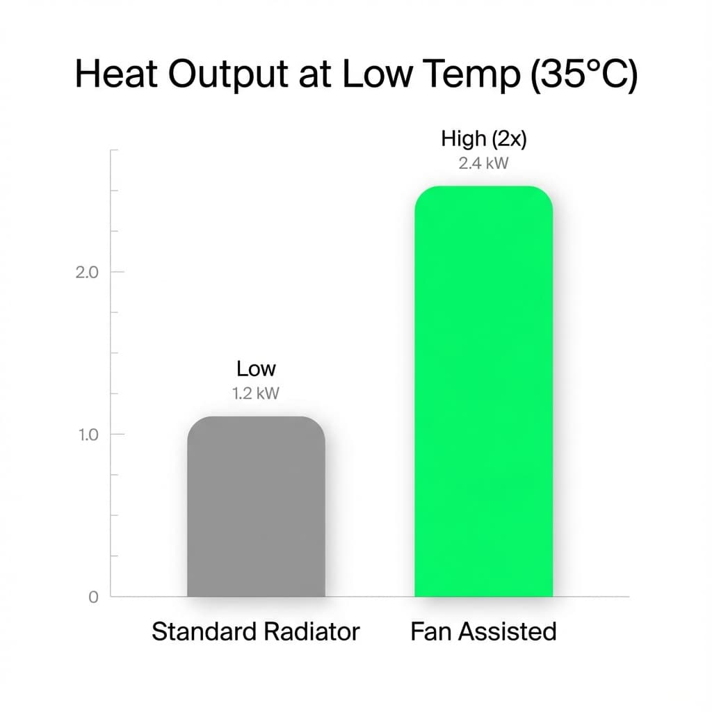 Grafiek: Meer warmte met dezelfde radiator